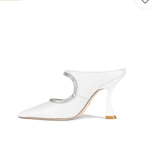 Stuart Weitzman Xcurve Crystal 100 Mule in White & Clear - Picture 3 of 10